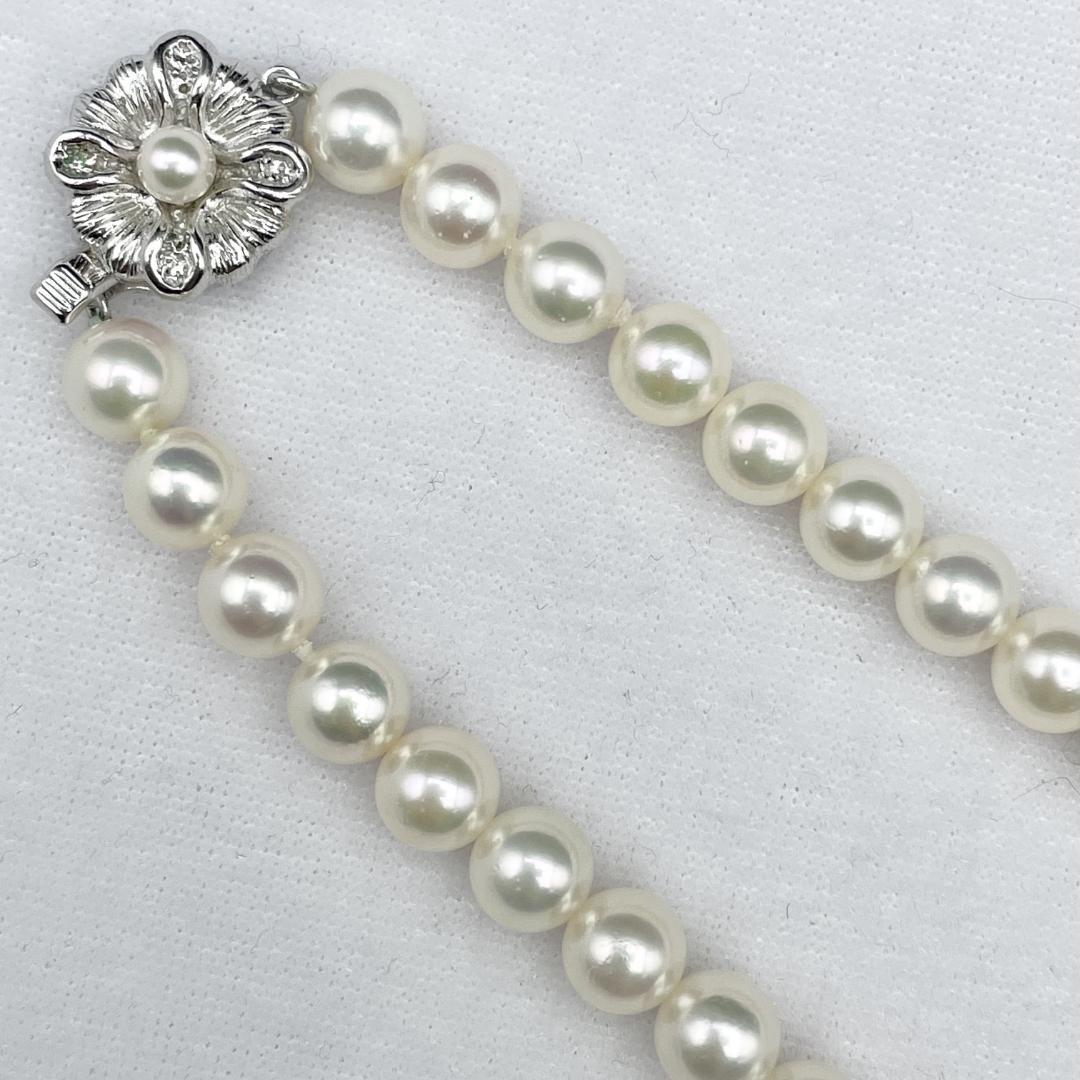 アコヤ真珠 真珠科学研究所鑑別書 約7mm-7.5mm ネックレス Silver