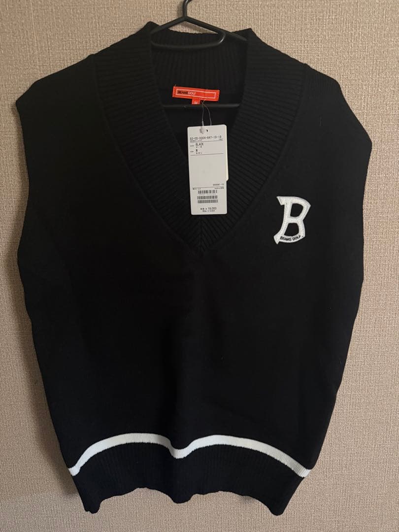 BEAMS GOLFORANGE LABEL / Bワッペン ニットベスト/M