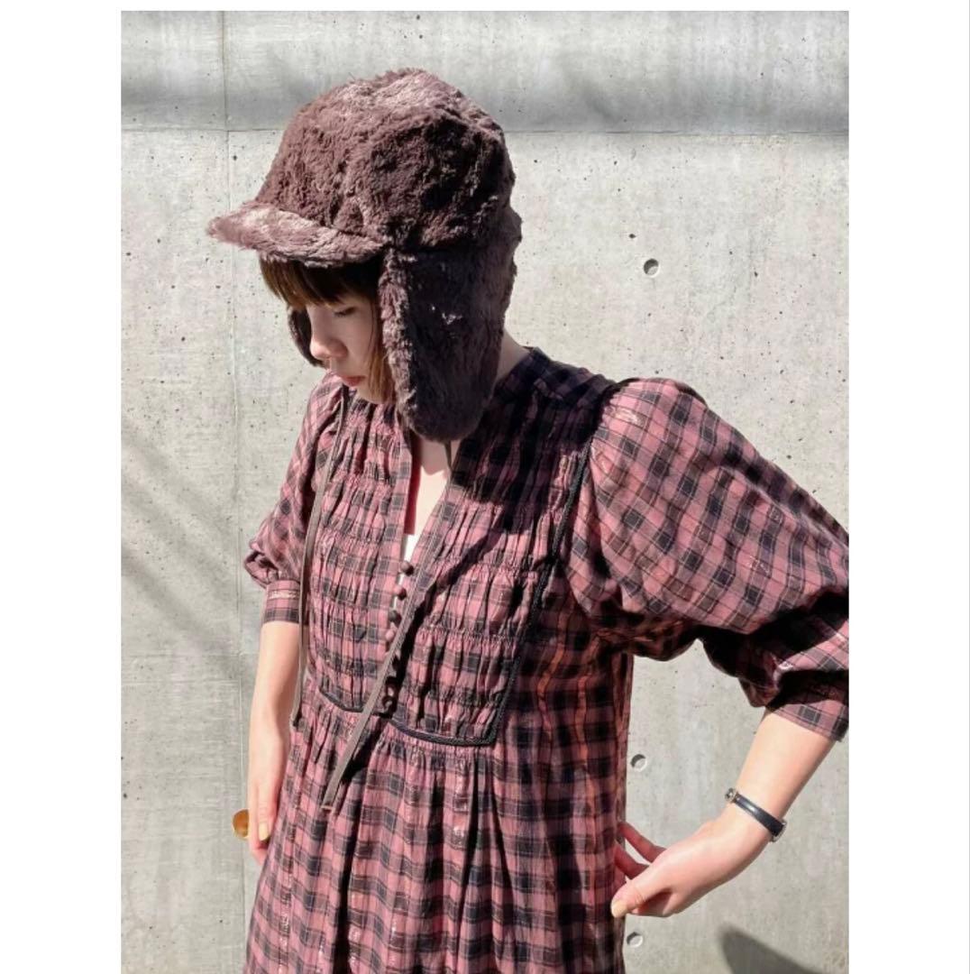 Sara Mallika サラマリカ コットンチェックシャーリングドレス