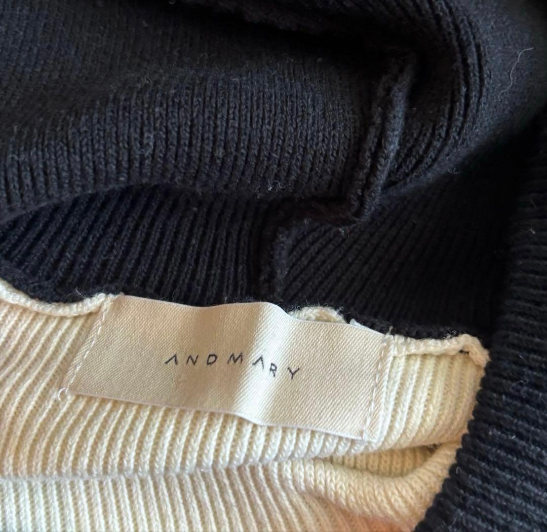 andmary Letter mary logo tops ブラック