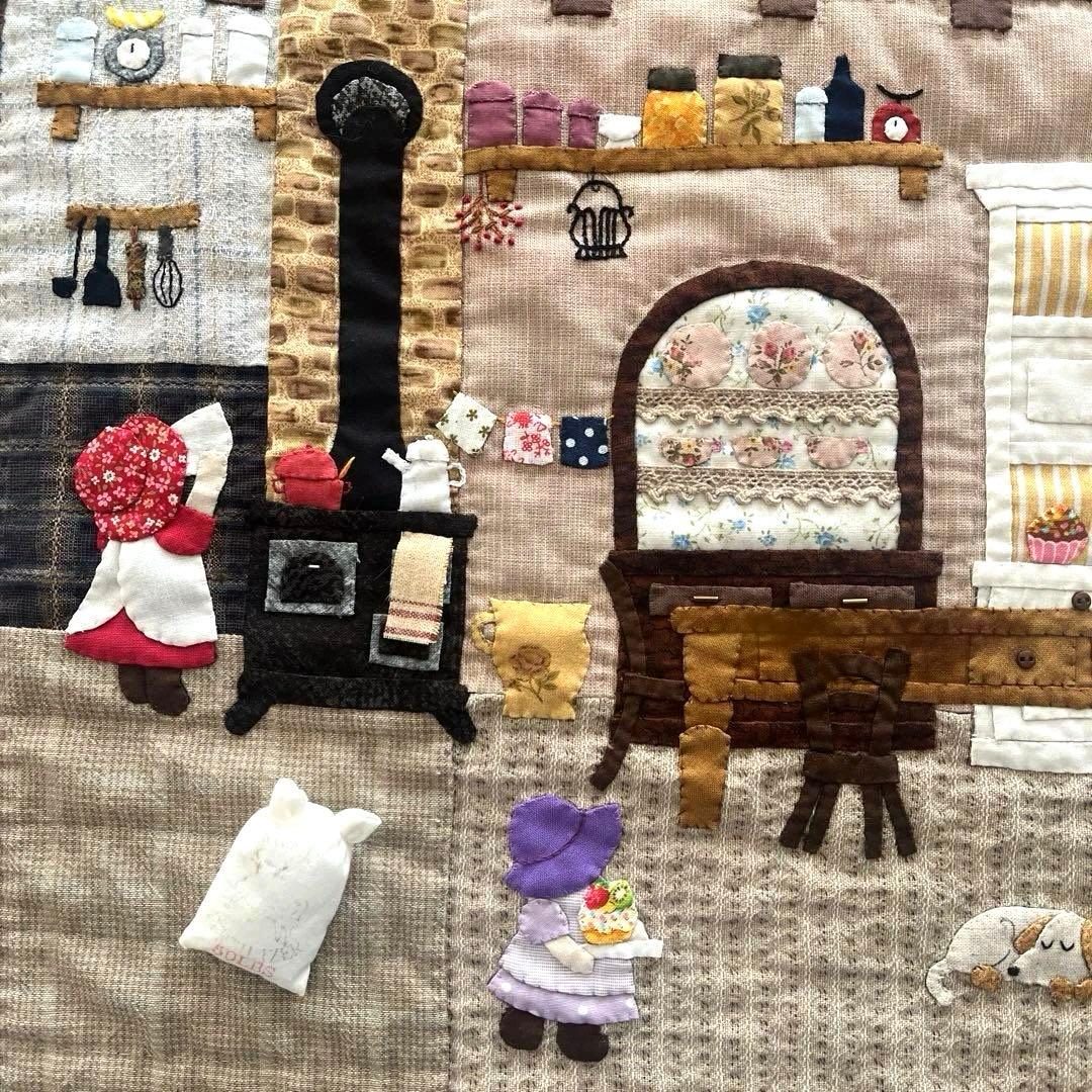 パッチワークタペストリー　ハウスのキルト