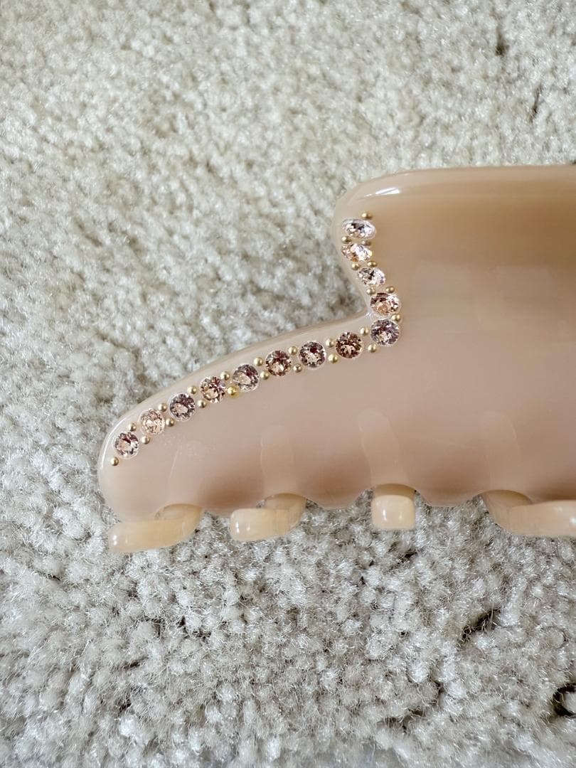 アレクサンドル ドゥ パリ クリップ　スワロフスキー ヘアクリップ ベージュ M