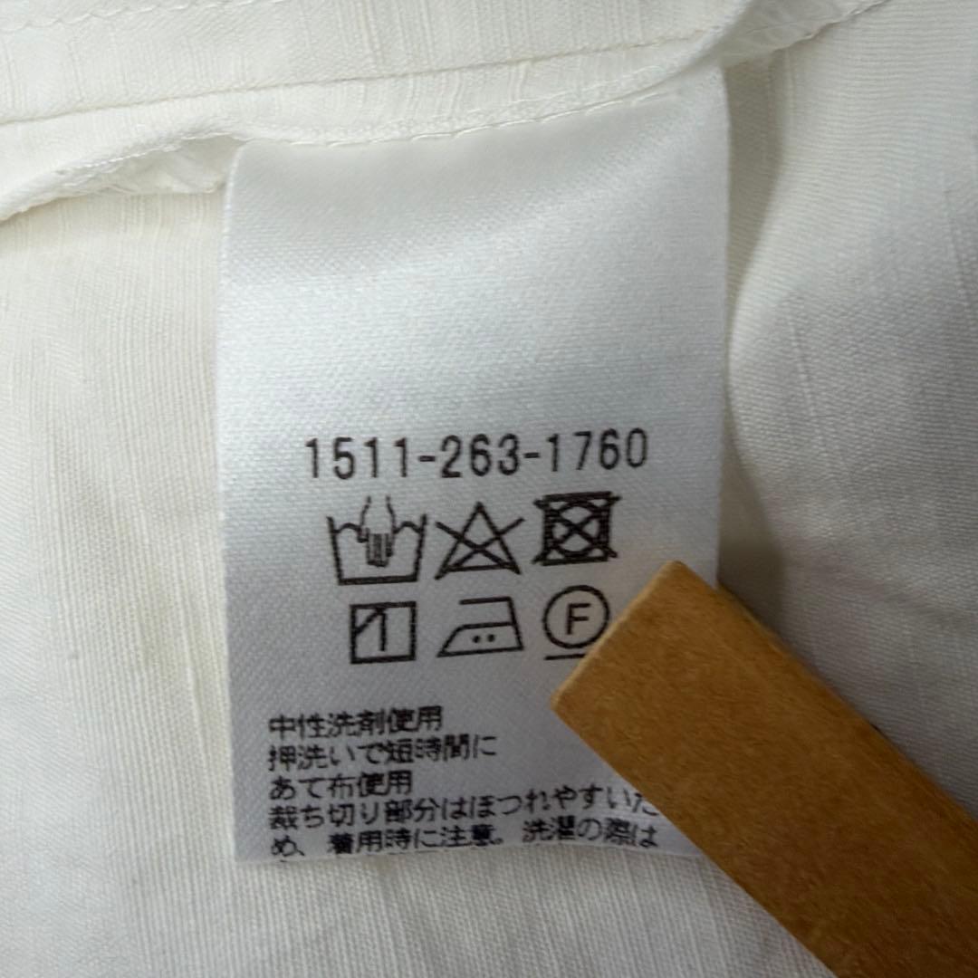 ユナイテッドアローズ シルクリネンコットン混フリル スタンドカラー シャツ 白