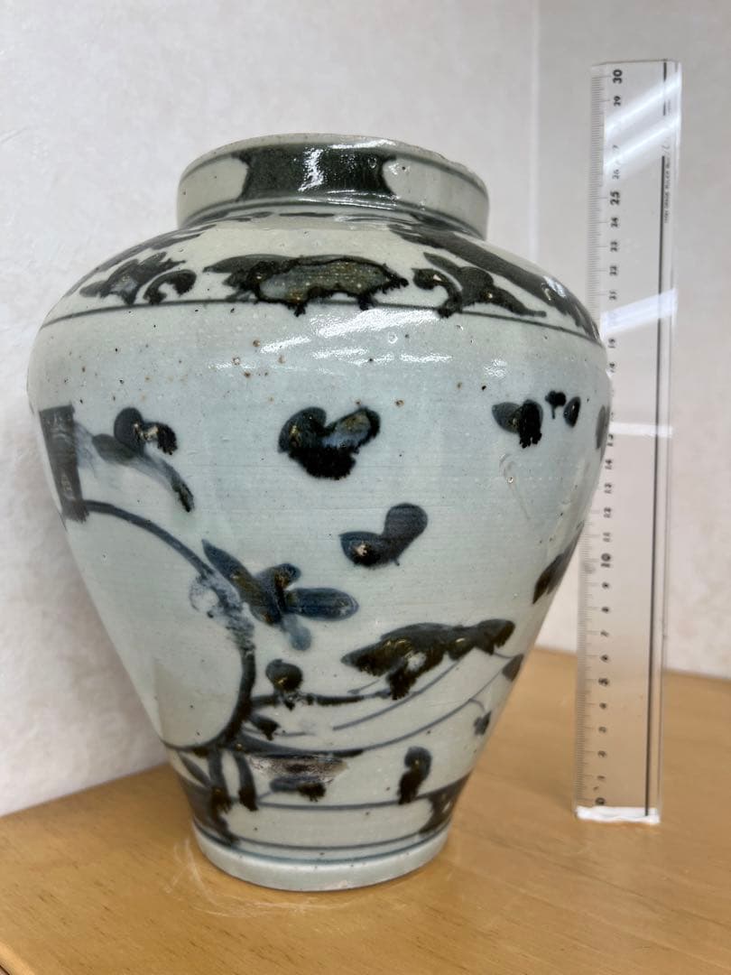 朝鮮李朝高麗青花りんご紋壷　古美術　唐物コレクション韓国骨董アンティーク江戸青磁