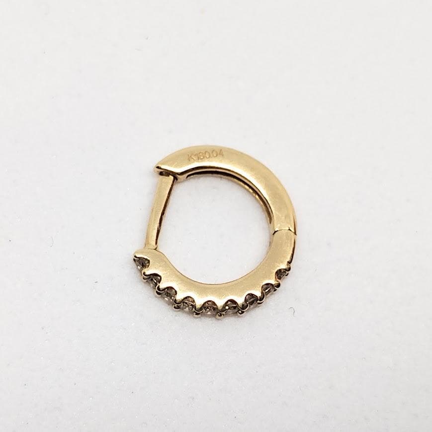 K18YG 18金 ダイヤ 0.04ct イエローゴールド フープ ピアス 片耳