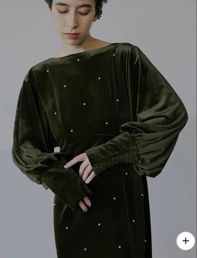 じゃこ　ameri vintage ベロア　パール付き　ドレス