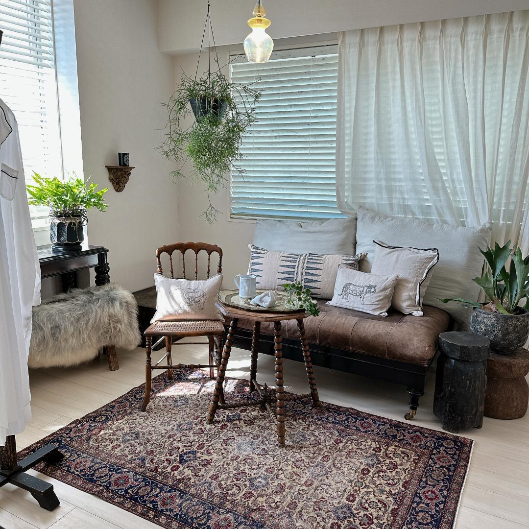 トルコ ヴィンテージラグ 986 レア 最高級 カイセリラグ ベージュ ネイビー