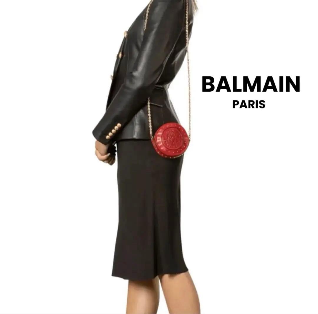 美品BALMAINバルマン　スタッズ チェーンショルダーバッグ　ディスコバッグ