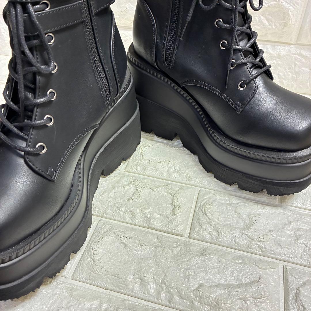 【一回使用】Demonia デモニア 厚底ブーツ 黒25cm US9