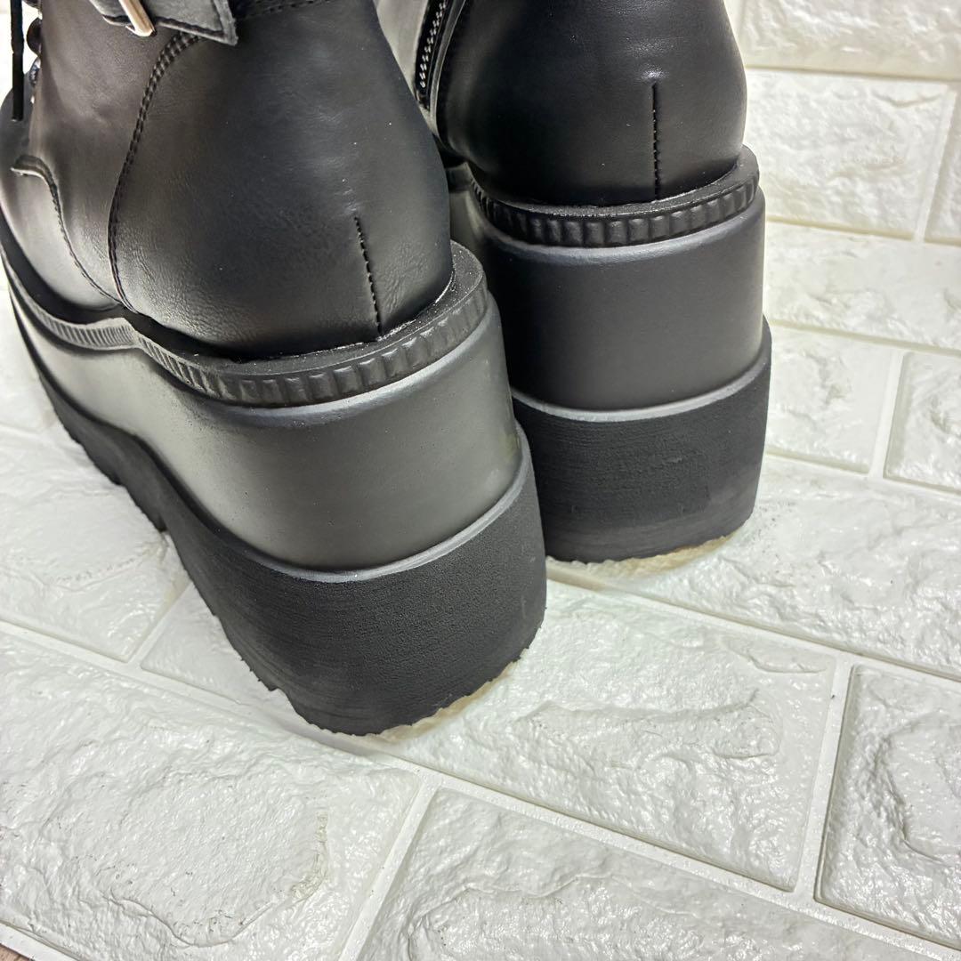 【一回使用】Demonia デモニア 厚底ブーツ 黒25cm US9