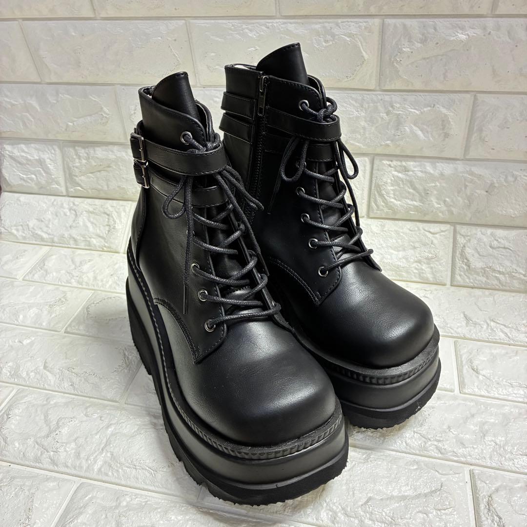 【一回使用】Demonia デモニア 厚底ブーツ 黒25cm US9