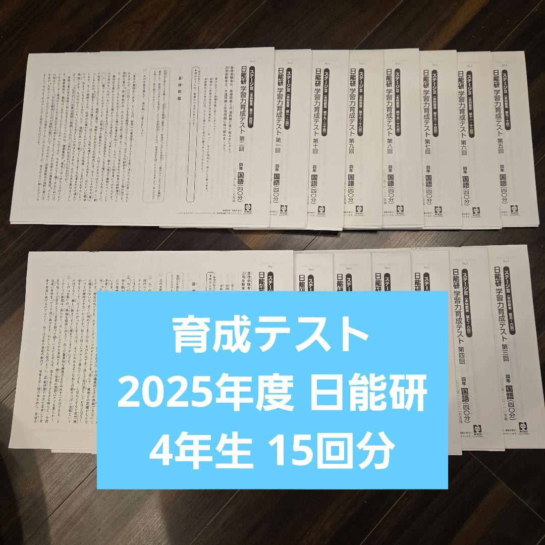 4年生 育成テスト 15回分 2025年度 日能研
