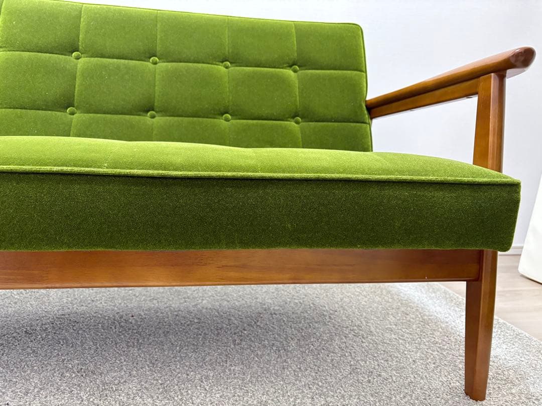 カリモク60 Kチェア　2シーター　モケットグリーン