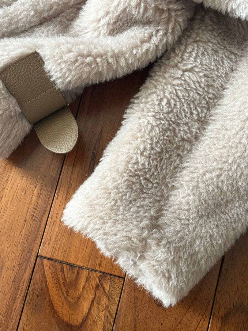 【美品】Max Mara テディベアバイカージャケット サンド36