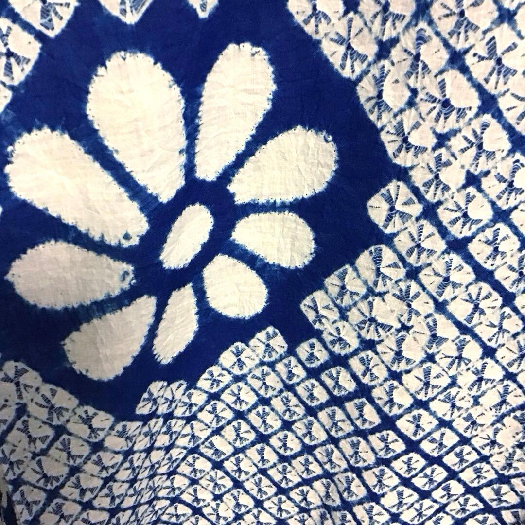 未使用☆本場有松絞り☆誂え浴衣☆広衿☆青色系☆匿名配送