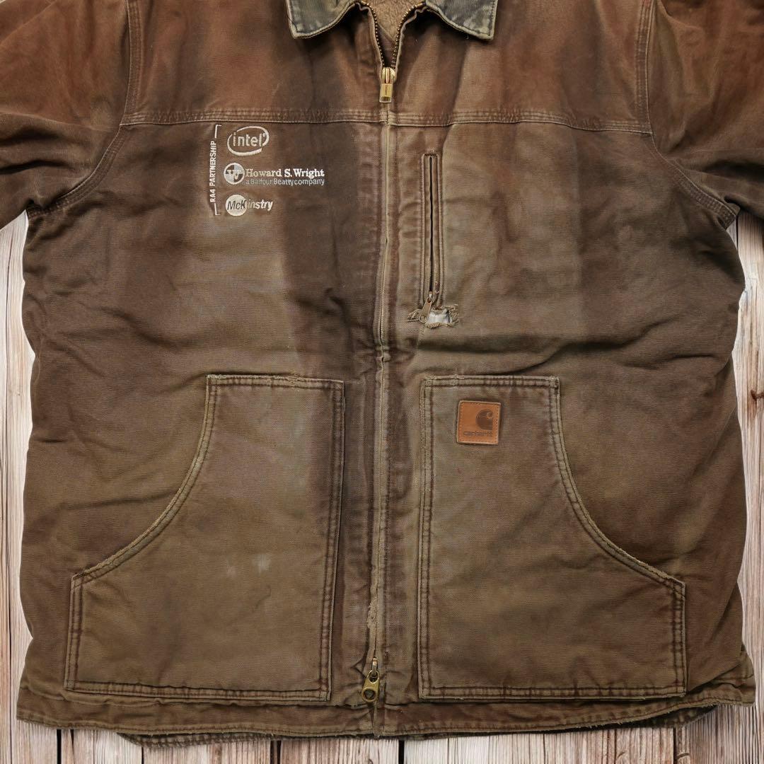 11M416◯Carhartt ボア DKB フェード ボロ リッジコート XL