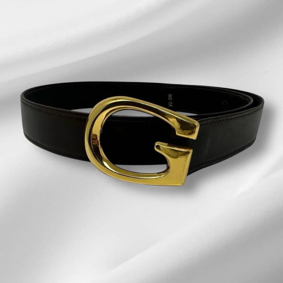 スリープ様 GUCCI オールドグッチ レザー Gバックル ベルト w3