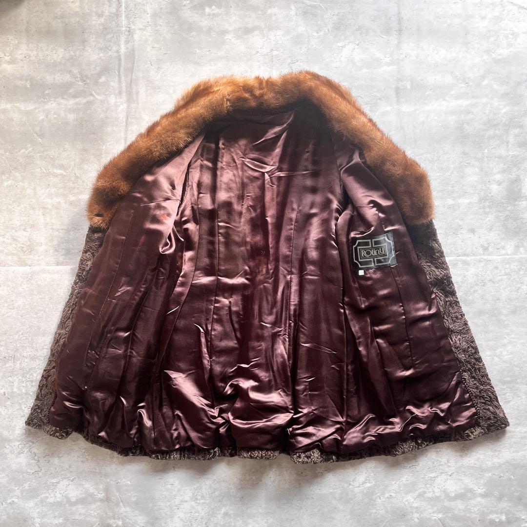 Rotiny ミンクファーコート 13号 XL 定価約15万 高級 ヴィンテージ