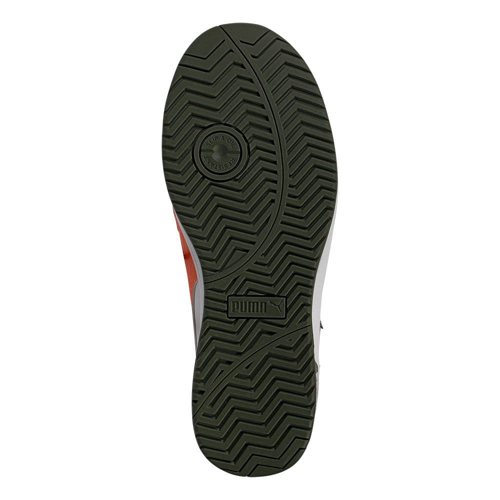 プーマ安全靴#63.222 25.5cmフロントコートホワイト＆グリーンディスク