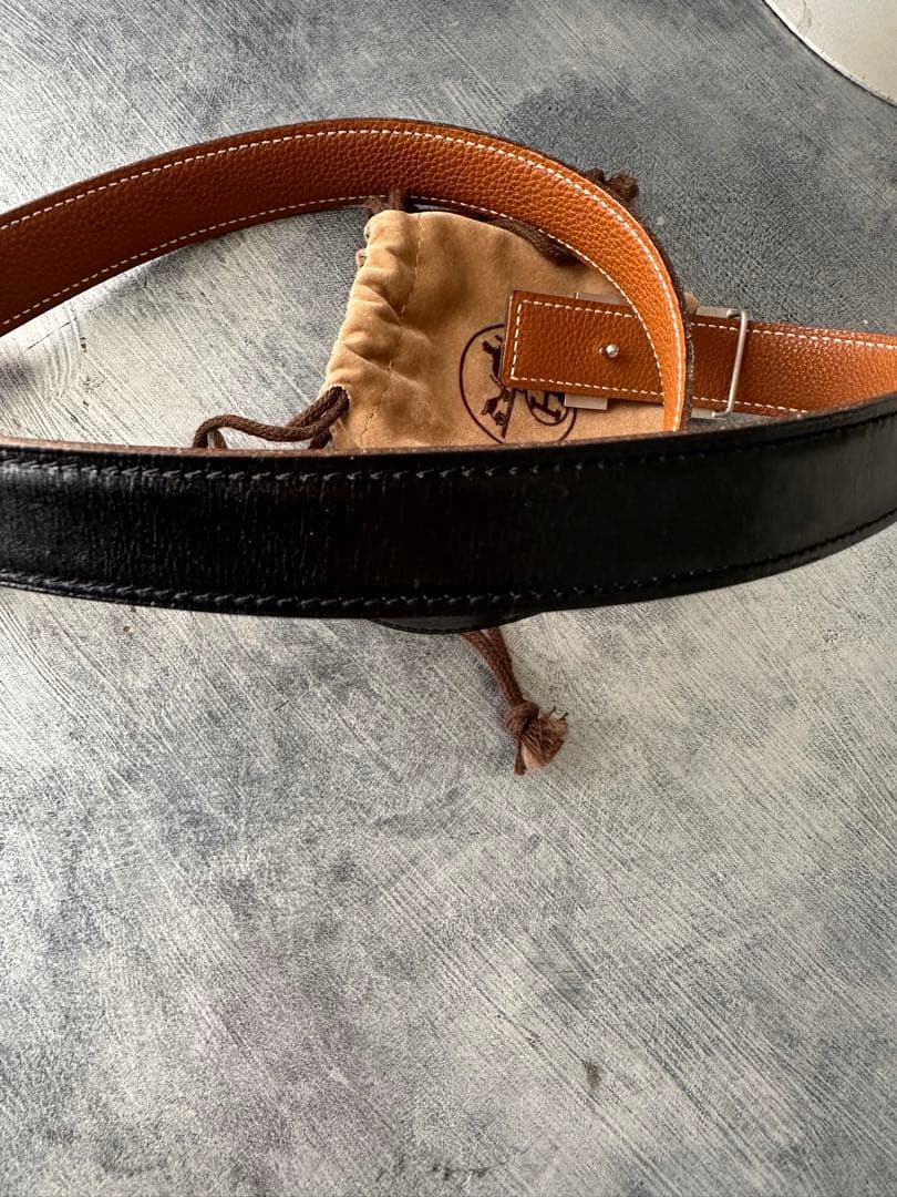 エルメスコンスタンスH型バックル ブラックレザーベルト 保存袋付き