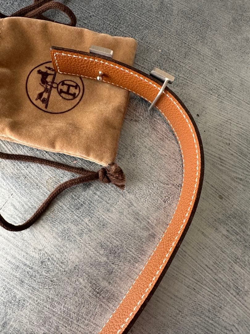 エルメスコンスタンスH型バックル ブラックレザーベルト 保存袋付き