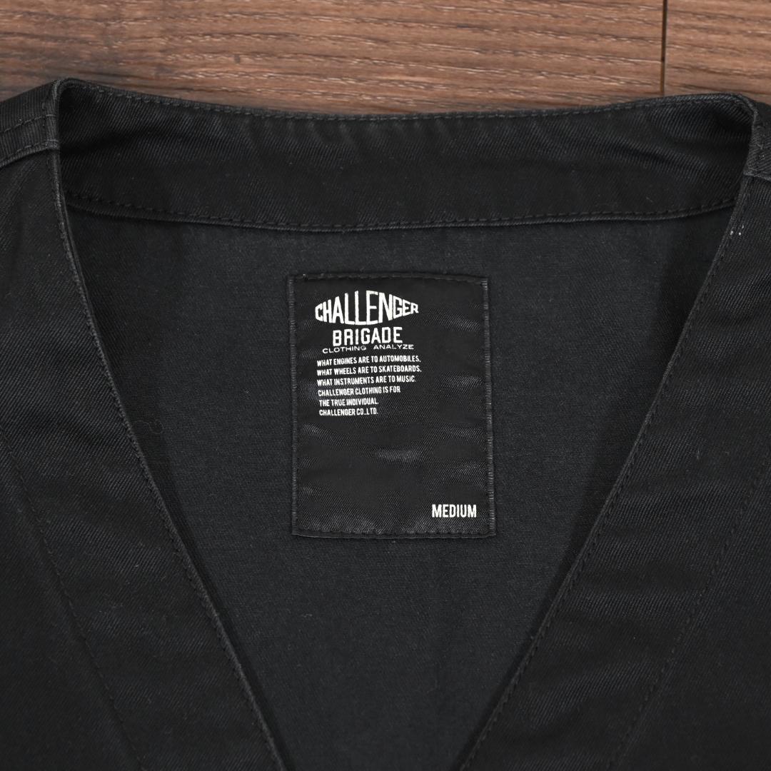 チャレンジャー　CHALLENGER　ノーカラー　ジャケット　ブラック　刺繍　M