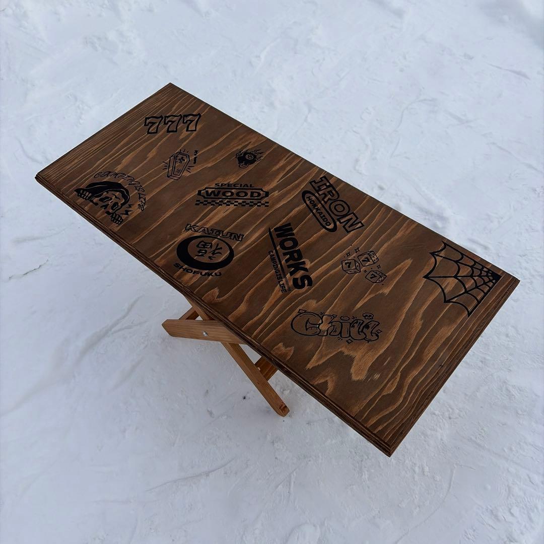 キャンプテーブル　生刷り　折り畳み　無骨　ソロキャンプ　車中泊　ハンドメイド