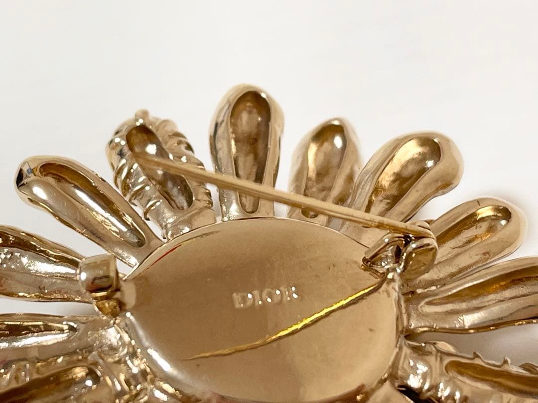 【希少！美品！】Christian Dior フラワー ブローチ ゴールド