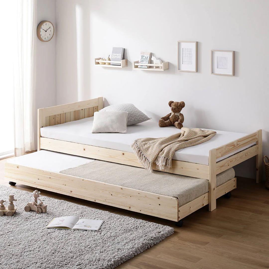 RASIK 親子ベッド[Twinel ツウィネル] ナチュラル 天然木 シングル