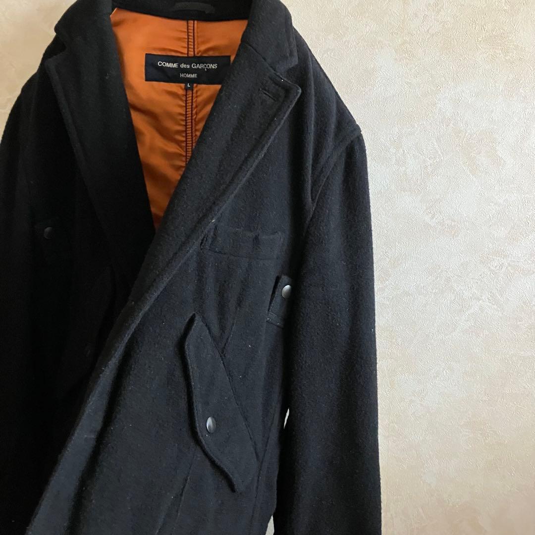 00's コムデギャルソン オム ウール中綿ジャケット 黒 L ミリタリー