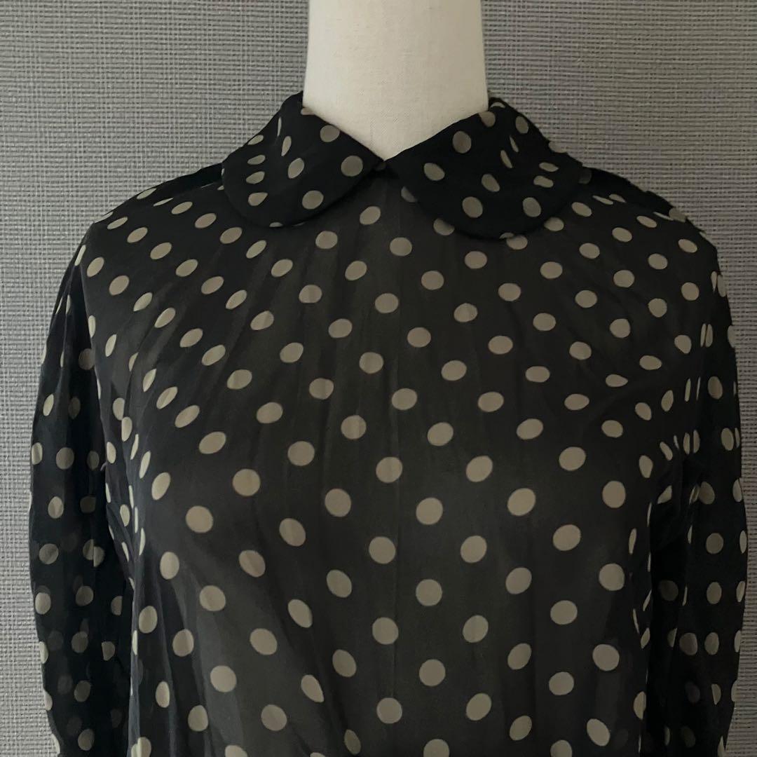 美品 コムデギャルソン シースルー 丸襟 ブラウス 立体リボン AD2013