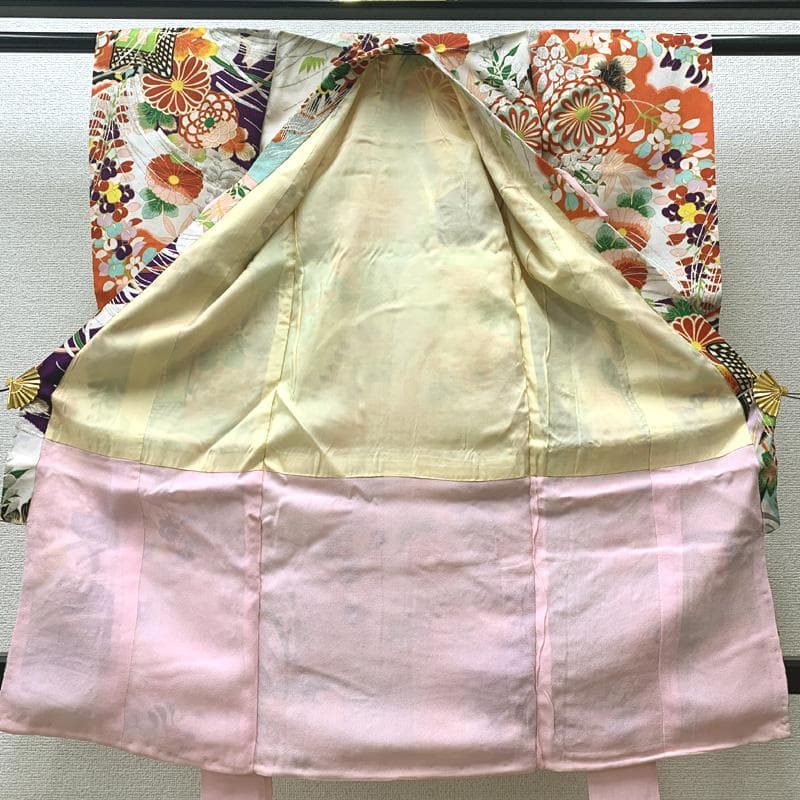 507ax13□お宮参り セミアンティーク 女児 祝い着 着物 七五三にも□美品