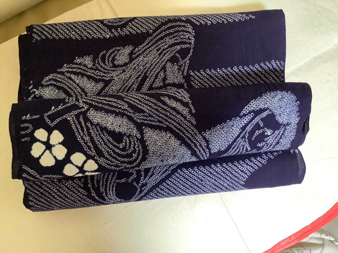 浴衣　有松絞り　浴衣反物　平安絵巻　木綿　藍染め