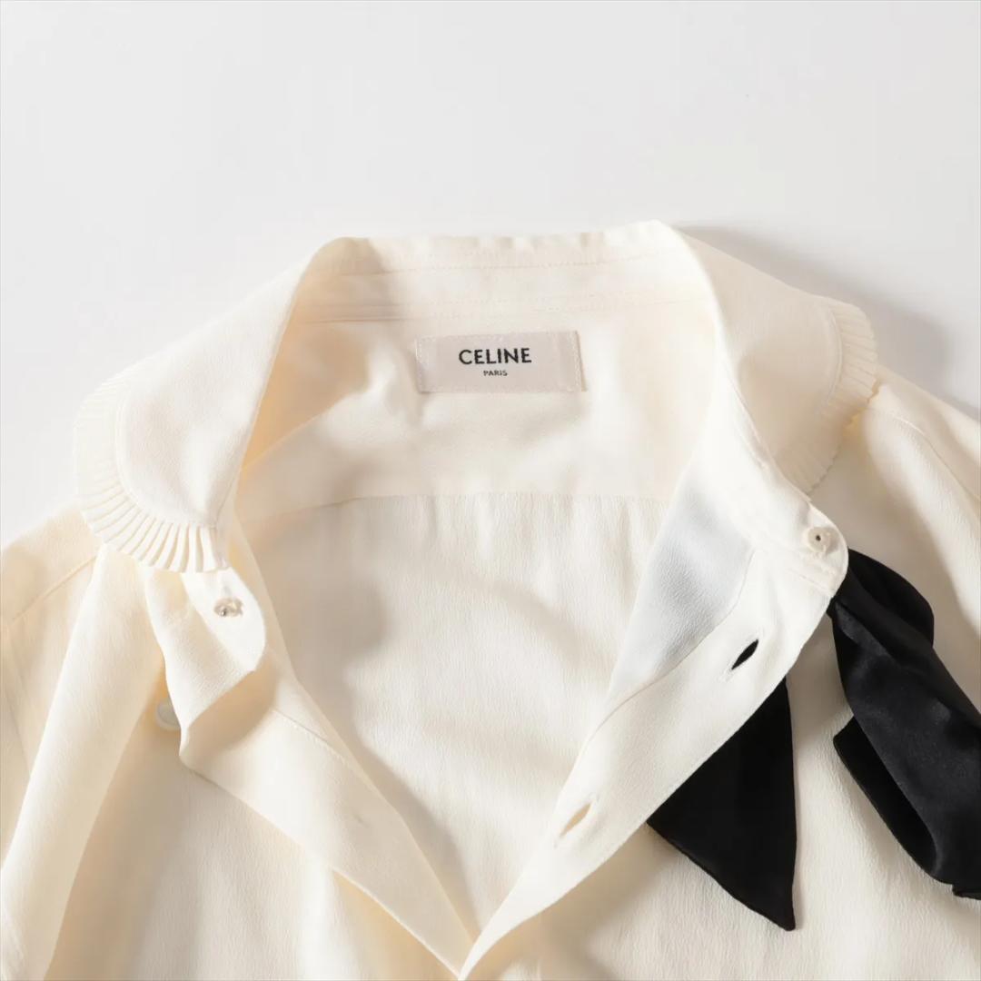 【未使用級】セリーヌ シルク×アセテート ブラウス 36 アイボリー