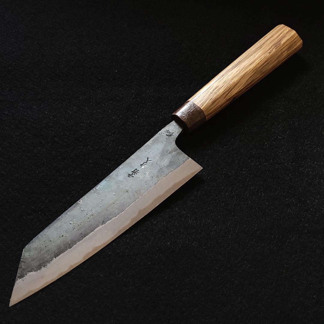 青紙２号 黒打 文化包丁 170㎜ G9396 ベリ柄 手作り １点物 月光作