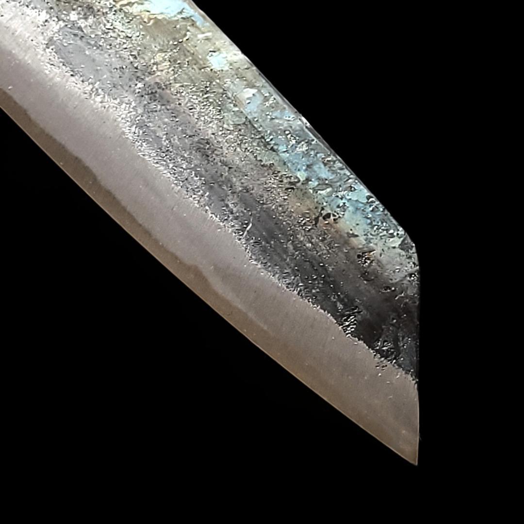 青紙２号 黒打 文化包丁 170㎜ G9396 ベリ柄 手作り １点物 月光作