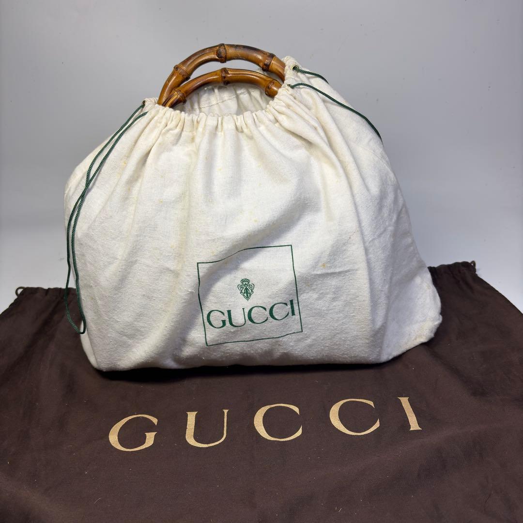 極美品　GUCCI グッチバンブーレザーミニボストン　2way ショルダーバッグ