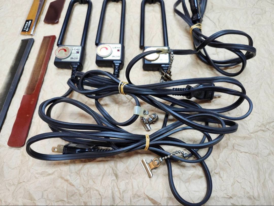 日理レンツアイロン■10㎜8㎜6㎜■中古■アイロンコーム4本■理容美容床屋パンチ