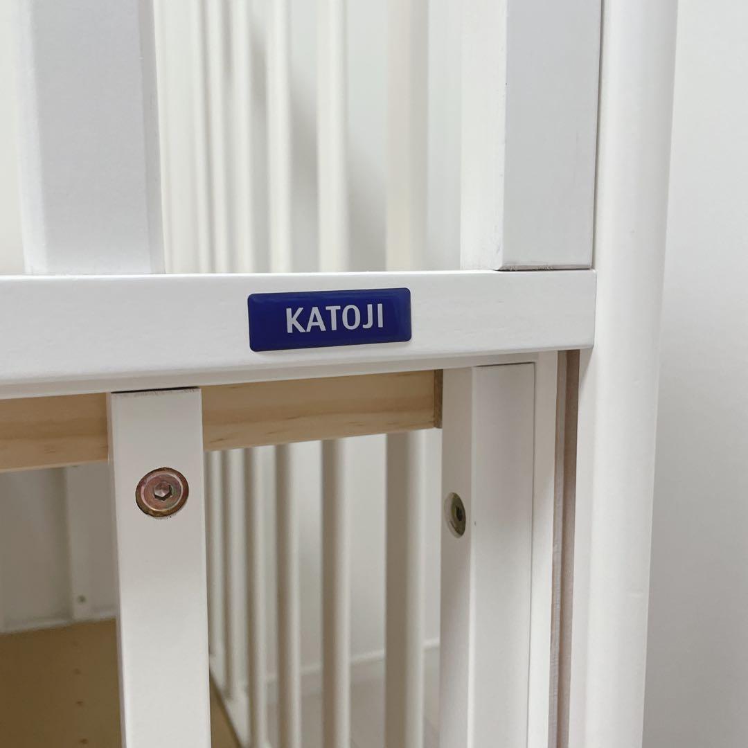 【カトージ】ベビーベッド/ホワイト/木製/ハイタイプ/説明書付き