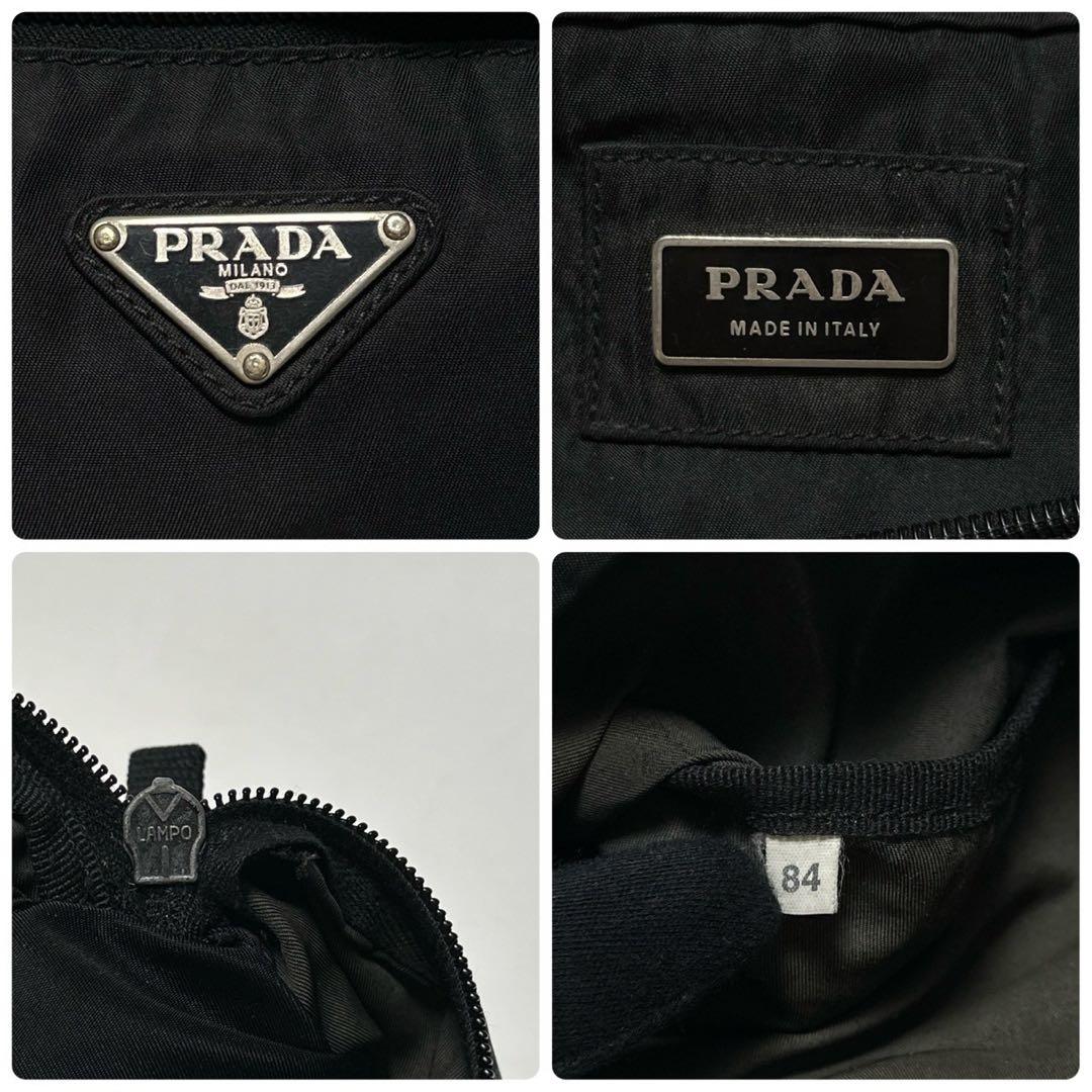 k52【美品】プラダ　三角ロゴ　ナイロンブラック　ウエストポーチボディバッグ.