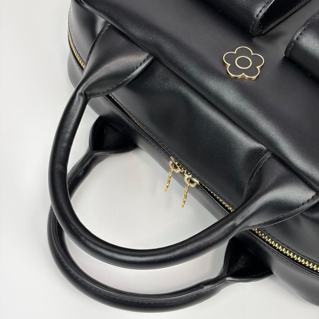 未使用✨マリークワント Wフラップポケット デイジー 2way ハンドバッグ 黒