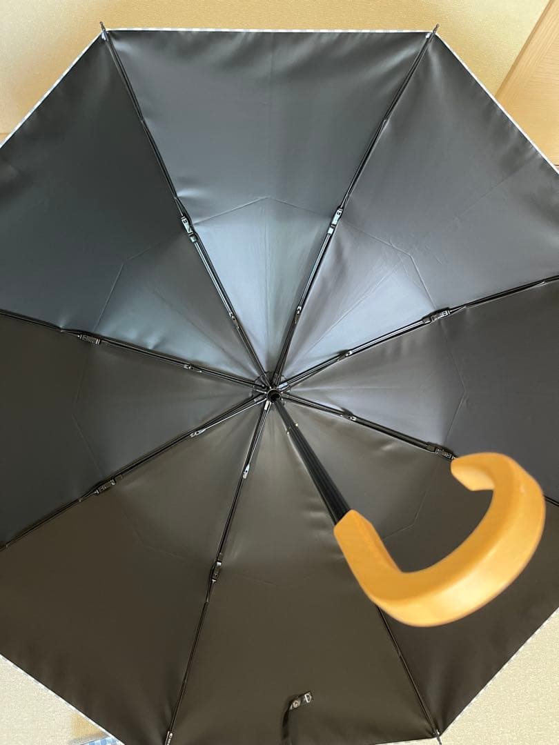 【美品 】 サンバリア100 日傘 2段折　ストライプブルー