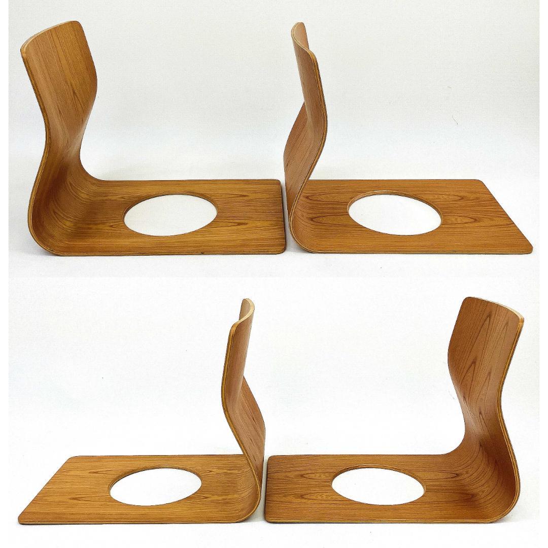 Tendo 天童木工 座椅子 2脚セット 藤森健次 曲げ木 ケヤキ板目 曲木③