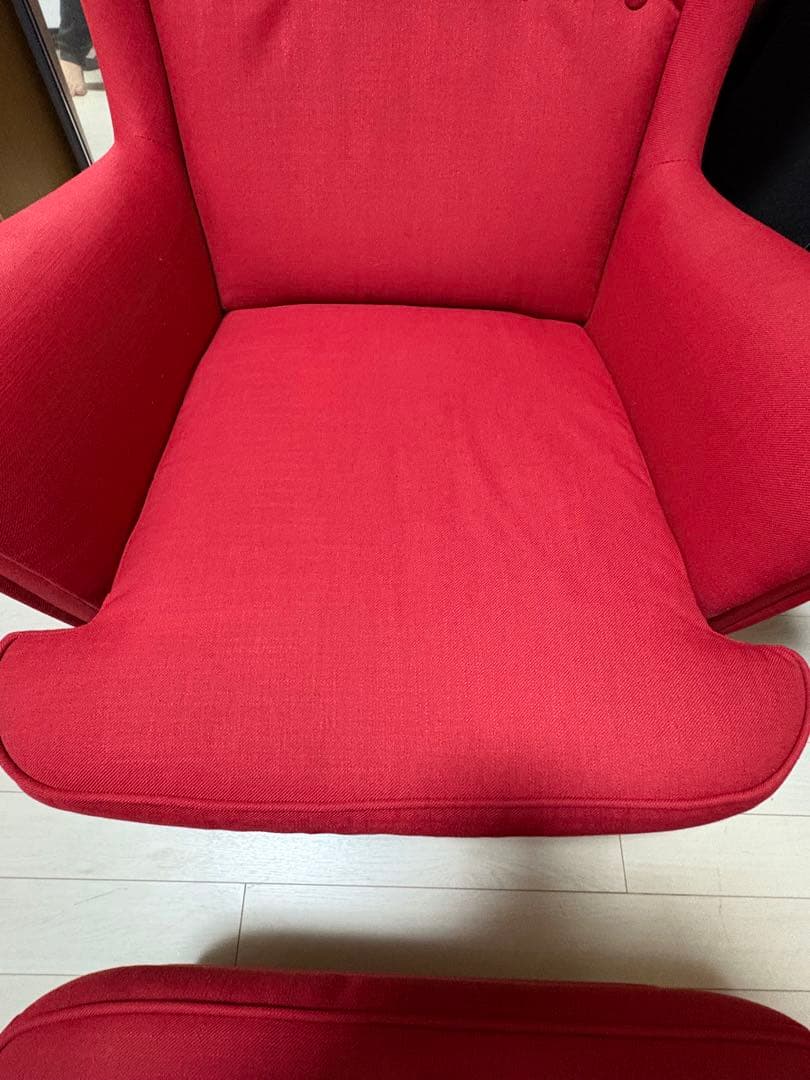 【大阪】IKEA STRANDMON ストランドモン ソファ　オットマン付き　赤