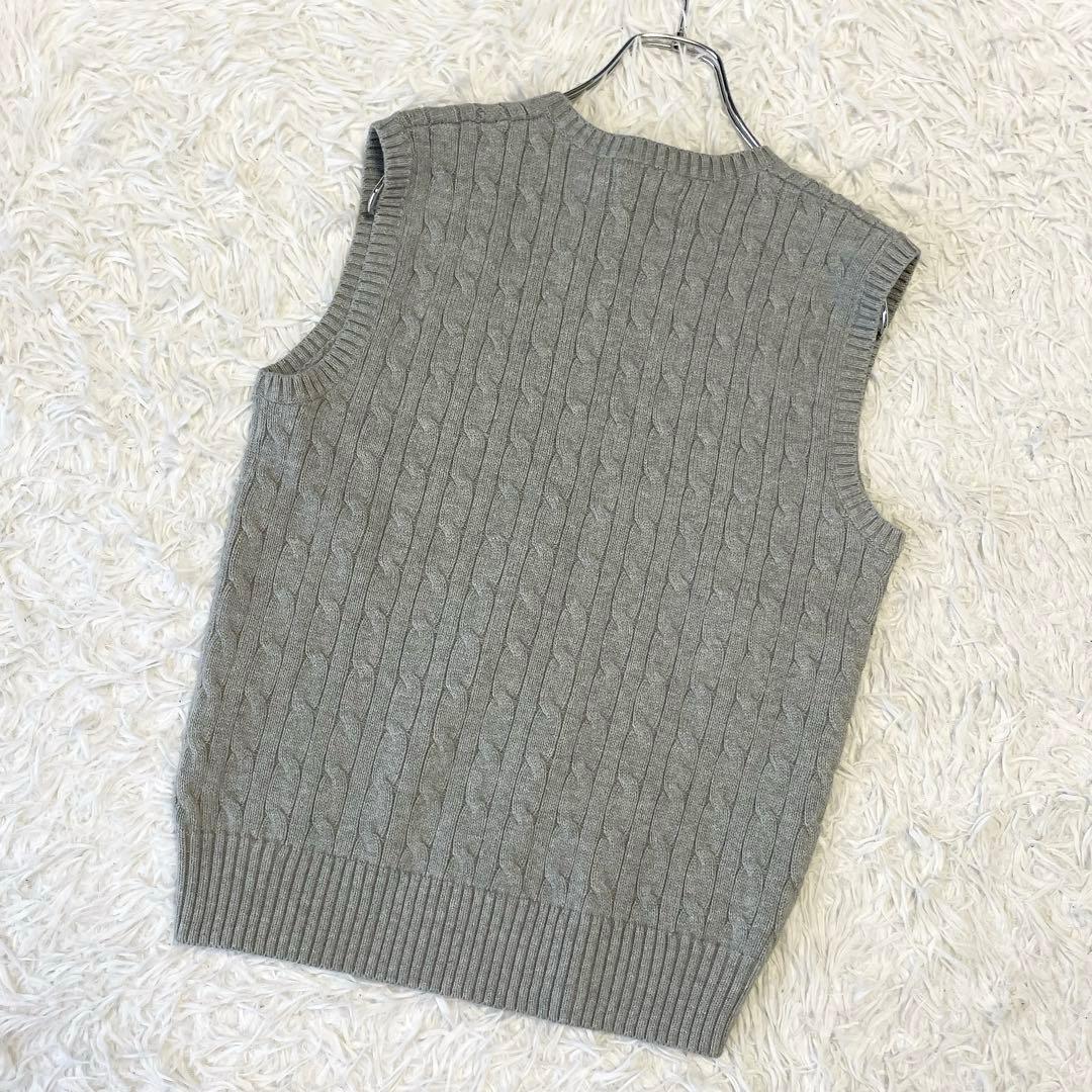 タグ付き未使用✨ポロラルフローレン ケーブルニットベスト 現行 綿 グレー L