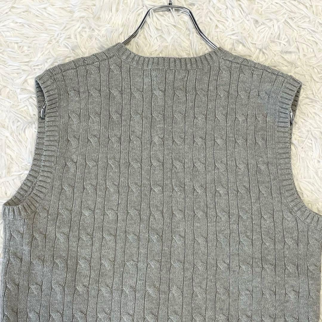 タグ付き未使用✨ポロラルフローレン ケーブルニットベスト 現行 綿 グレー L