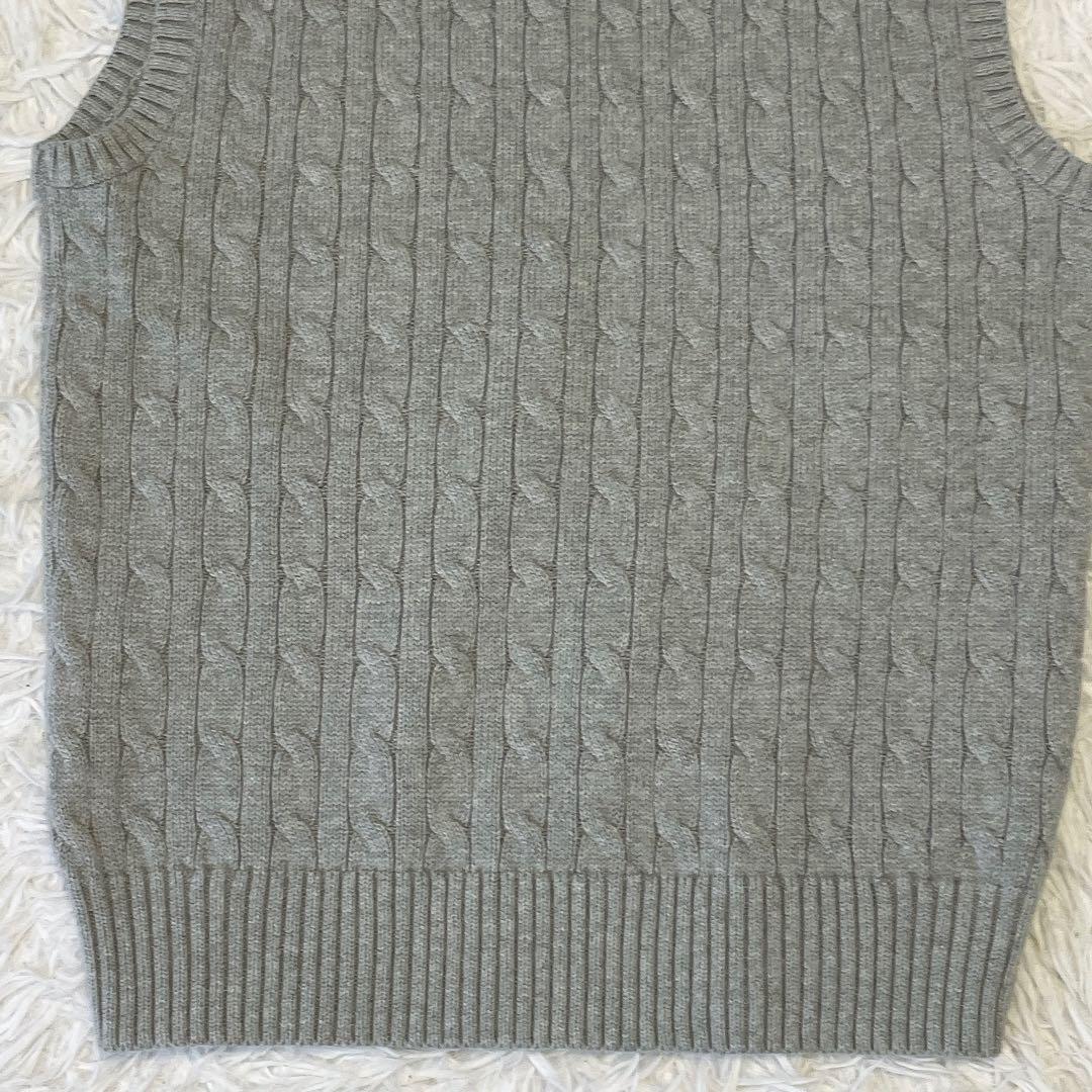 タグ付き未使用✨ポロラルフローレン ケーブルニットベスト 現行 綿 グレー L
