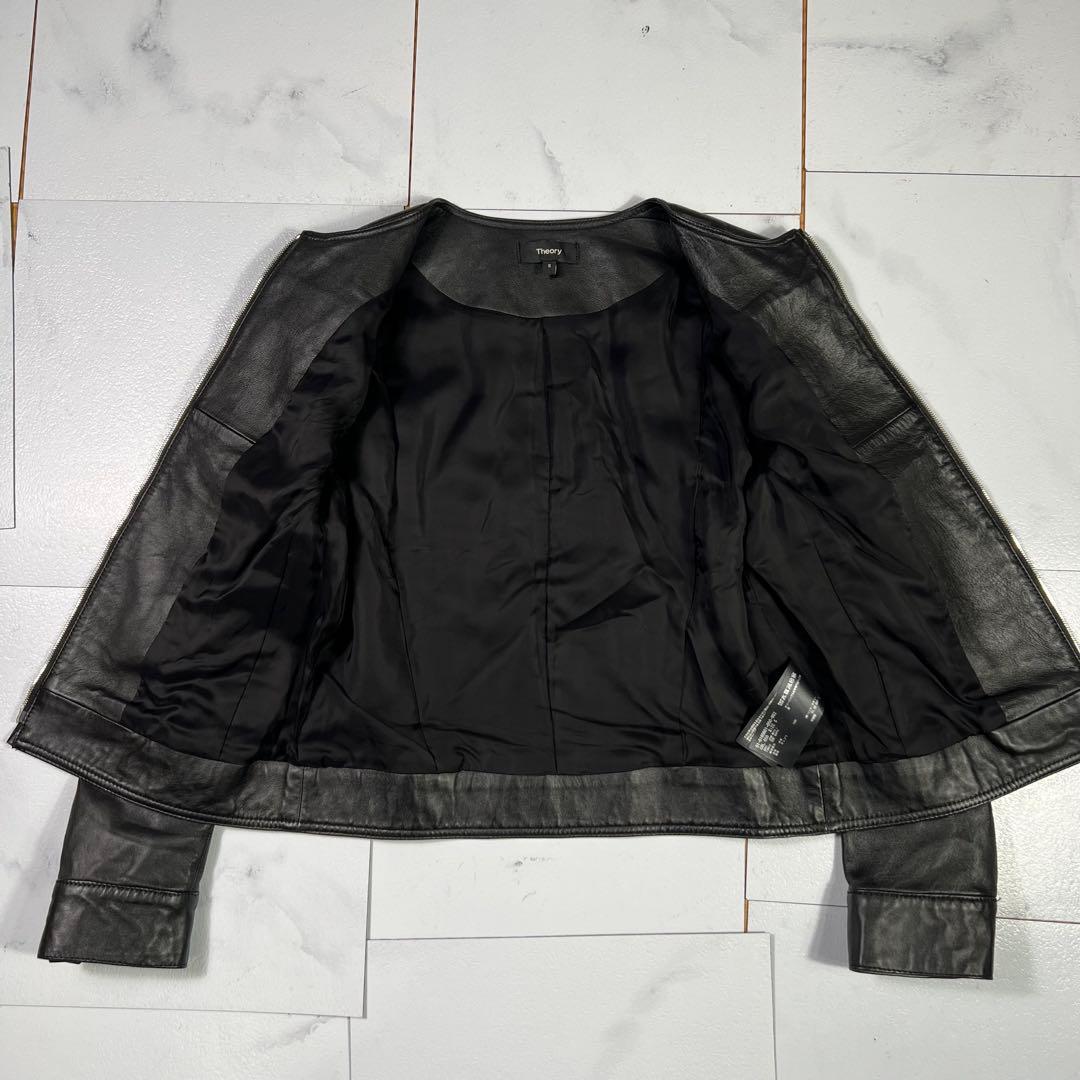 美品 20SS theory セオリーノーカラー ラムレザージャケット S