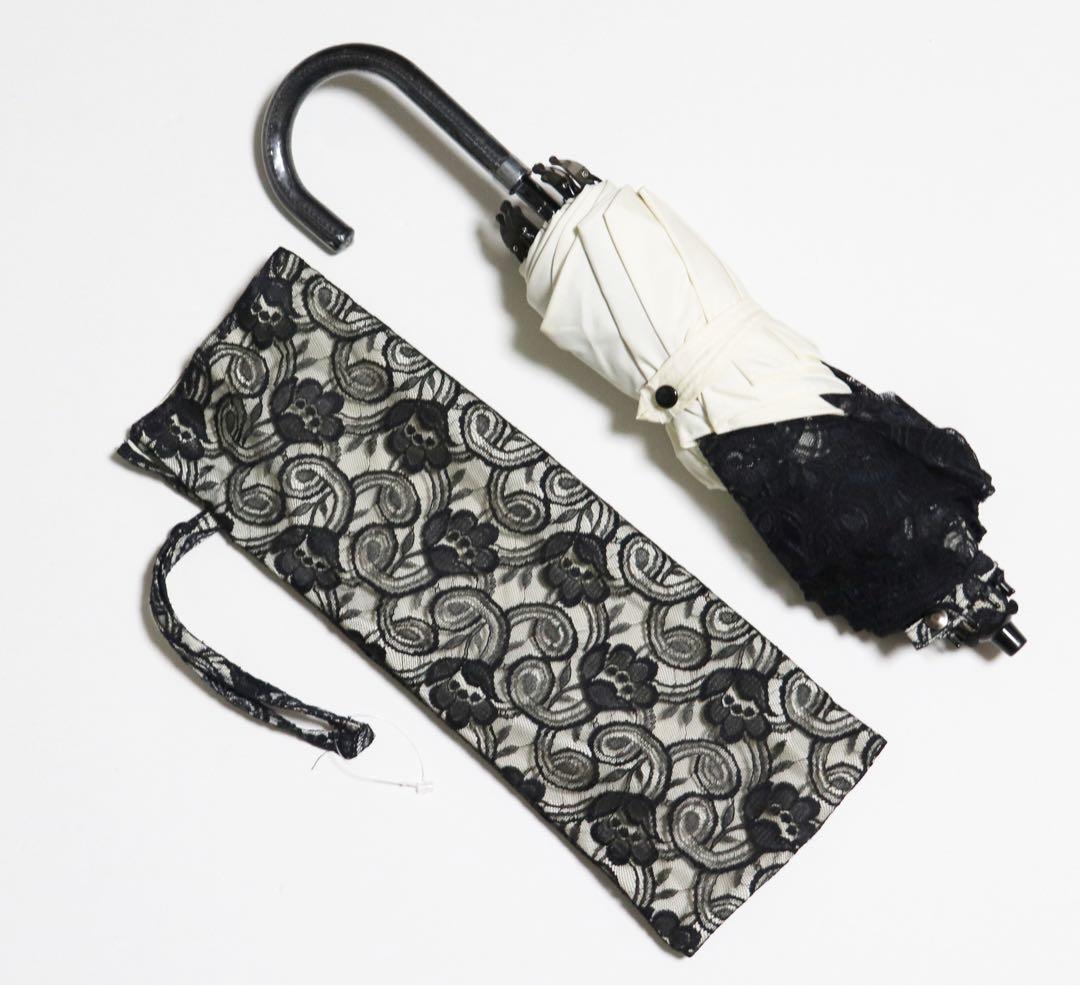 新品 UVケア加工 上品 豪華2重レース 晴雨兼用折りたたみ傘 日傘 雨傘