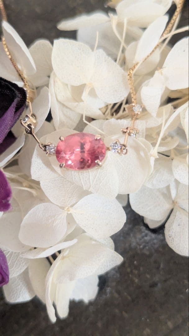 天然ロードクロサイト　 (インカローズ) オーバルミックス カット ネックレス